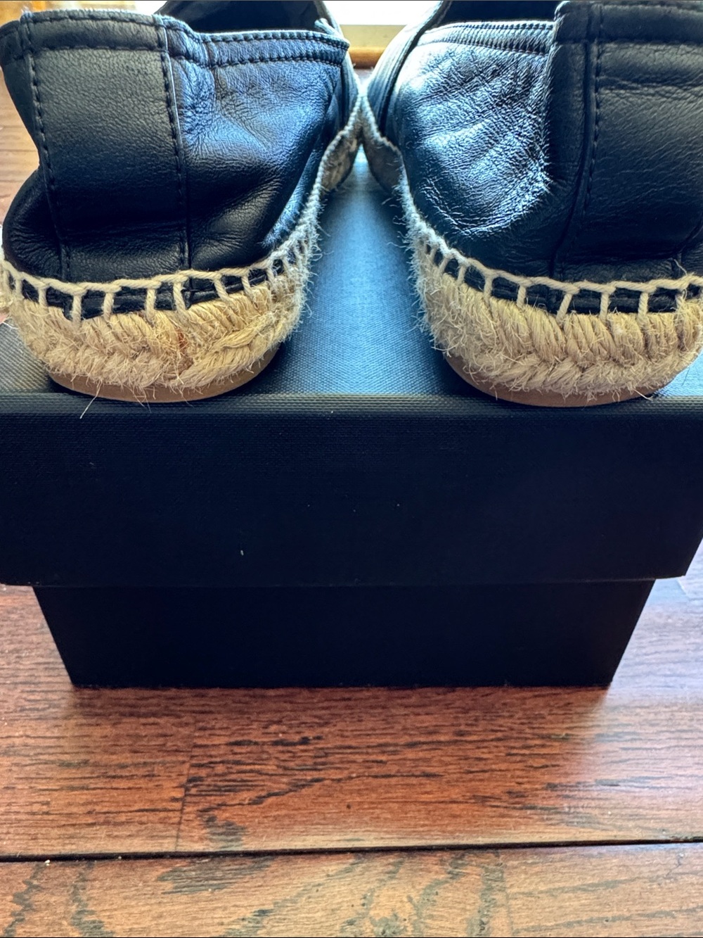 Saint Laurent YSL Women’s Monogrammed Black Leather Espadrilles EU 38 Authentic - Picture 9 of 9